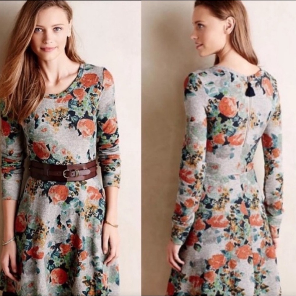 Fall Ready Anthropologie Saturday Sunday Floral Knit Dress Size M